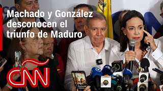 Palabras de María Corina Machado y Edmundo González tras los resultados  Elecciones en Venezuela [upl. by Nnywg]