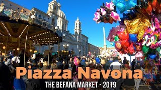 Piazza Navonas Befana Market  Rome Italy 4K60fps [upl. by Oiramal]