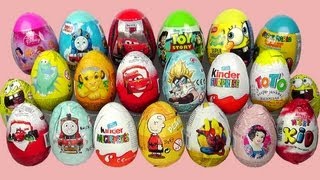 21 Surprise Eggs Kinder Surprise Cars 2 Spongebob Thomas Zaini Surprise [upl. by Vachill]