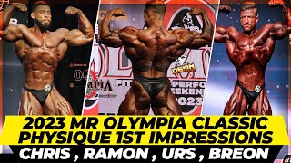 2023 Mr Olympia classic physique prejudging 1st impressions  Chris Bumstead on point  Ramon vs Urs [upl. by Salvadore113]