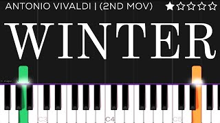 Antonio Vivaldi  Winter 2nd Movement from ‘The Four Seasons’  EASY Piano Tutorial [upl. by Aianat362]