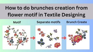 How to do brunches creation from flower motif in Textile Designing  Photoshop classes [upl. by Atok]