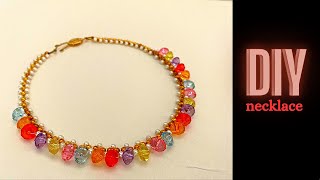 Necklace making tutorial Beaded necklace Elegant design in 10 min [upl. by Leber895]