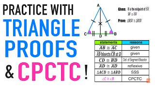 Triangle Congruence Proofs Practice with CPCTC [upl. by Karlan]