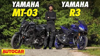 Yamaha R3 and MT03 review  Coming to India soon  First Ride  autocarindia1 [upl. by Robinia]