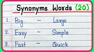 Synonyms words  20 Synonyms words in English  Common Synonyms words  What is Synonyms [upl. by Randi]