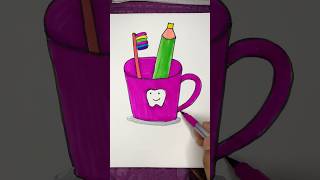 Cute Mug and Brush Drawing 😱😱shorts art painting ytshortsfeed kids [upl. by Halil]