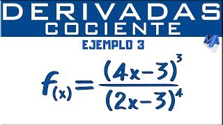 Derivada de un cociente  Ejemplo 3  Reglas de derivación [upl. by Hnaht]