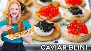 Easy Blini with Caviar  My Favorite Appetizer Recipe [upl. by Ahsilad]