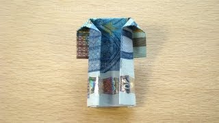 Geldschein Falten Mantel zum Geldgeschenke basteln  Origami Kleidung aus Geld [upl. by Domenic]