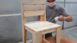 Amazing Pallet Woodworking Techniques  How To Make A Simple Chair For Beginners  Woodworking [upl. by Wenn]