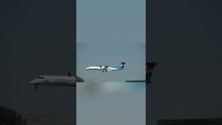 Luxair landing at BUDLHBP aviation budapestairport luxair [upl. by Ahsatal967]