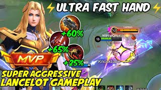 ULTRA FAST HAND LANCELOT GAMEPLAY 2024🔥LANCELOT BEST BUILD AND EMBLEM 2024  LANCELOT MLBB [upl. by Fiedler]