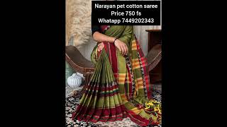 narayanpet cotton sareechettinad cotton sareesouth cotton sareebanana silk saree [upl. by Akram]