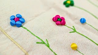 Chain Stitch Embroidery • Embroidery for Beginners • Back Stitch Embroidery • Button Embroidery [upl. by Aldredge706]