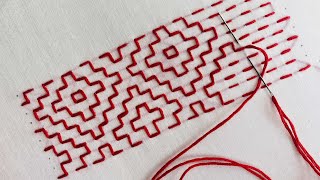 Japenese Embroidery  Sashiko Hand Embroidery  Very Easy and Beautiful Border Embroidery [upl. by Dearr]