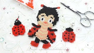 DIY  COCCINELLE Charms ou Poupée en perles a repasser BRICK STITCH  Tuto complet [upl. by Nesila]