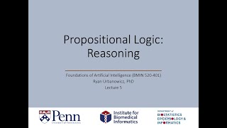 Lecture 5 Propositional Logic  Reasoning [upl. by Monto]