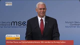 US Vizepräsident Mike Pence Rede Münchener Sicherheitskonferenz 18022017 Deutsch komplett [upl. by Myles]