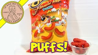 Flamin Hot Puffs Cheetos  Heat Level 3  Taste Testing Series [upl. by Etteniuqna]