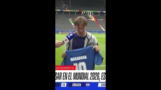 🔟🇦🇷😍 ¡FRAN CÁNEPA LE REGALÓ LA CAMISETA DE MARADONA A MODRIC  ESPNF12  Shorts [upl. by Helaine213]