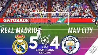 Penalty Shootout • Real Madrid 54 Manchester City • Champions League 2324  Video Game Simulation [upl. by Moersch]