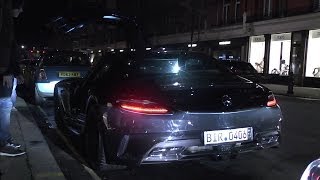 1st Mercedes SLS AMG BLACK SERIES in London  Combo with LOUD C63 Black [upl. by Nylitsirk]