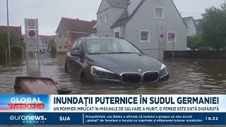 Inundații puternice în sudul Germaniei Un pompier a murit MAE a emis o avertizare de călătorie [upl. by Odnalro]