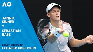 Jannik Sinner v Sebastian Baez Extended Highlights  Australian Open 2024 Third Round [upl. by Tirrej]