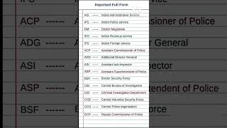 IASIPSUPSCDMBSFCMDIG Full form  fullform fullform of iasipsirsupscbsf gk knowledge [upl. by Yule295]