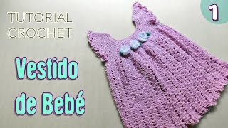 DIY Vestido para bebé tejido a crochet  Paso a paso  Liliana Milka [upl. by Icam]