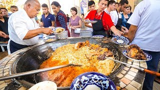 Street Food in Uzbekistan  1500 KG of RICE PLOV Pilau  Market Tour in Tashkent [upl. by Bollen]