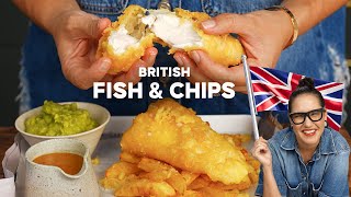 BRITISH fish amp chips Mushy PeasCurry SauceIts On  Marion’s Kitchen [upl. by Neened]