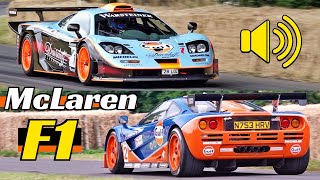 Gulf Liverys McLaren F1 GTR amp Longtail EPIC BMW V12 Engine Sound at Goodwood Festival of Speed FOS [upl. by Reitman520]