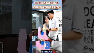 Fast Sport Stacking Child and Parent Doubles in 9561 Seconds cupstacking fast shorts [upl. by Layman932]