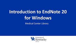 Introduction to EndNote 20 for Windows [upl. by Cookie]