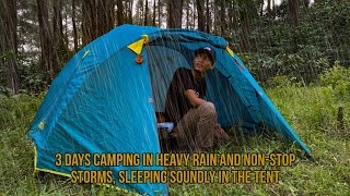 solo camping in heavy rain and nonstop storms sleeping soundly in a comfortable tent [upl. by Siuluj]