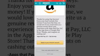 Earn free amazon gift cards with zap surveys live cashout proof amazon gift card [upl. by Nallek]