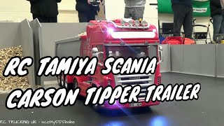 TAMIYA RC TRUCK amp WORKING CARSON TIPPER TRAILER  SCANIA V8 RC TRUCKS [upl. by Krell526]