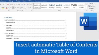 How to Insert Table of Contents in Word  Microsoft Word ⏩ [upl. by Griff]