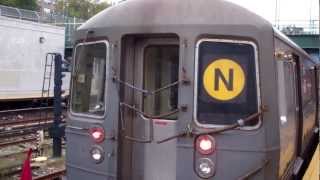 MTA Manhattan bound R68 N train entering 86 StreetGravesend [upl. by Adnovahs611]