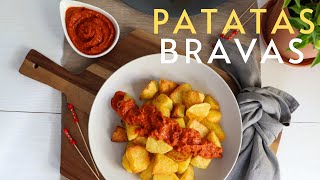 Make DELICIOUS PATATAS BRAVAS at home Spanish style fried potatoes with spicy tomato sauce recipe [upl. by Jacobsen]