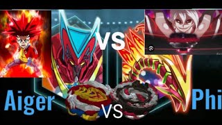 Aiger vs Phi  turbo akhilesh vs dread Phoenix  BEYBLADE BURST GAME [upl. by Htide664]