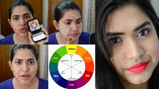 Colour Correction for beginners amp flawless foundation routine for acne skin  cover pimple spots [upl. by Zahara]