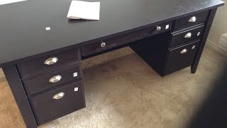 Sauder 408920 Made in USA Executive Desk From Office Depot build tutorial [upl. by Anton]