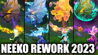 All Neeko Skins Rework 2023 Gameplay Update League of Legends [upl. by Rebmik]