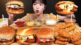 SUB맥도날드 신메뉴 진도대파크로켓버거 먹방🍔 맥크리스피 베이컨토마토디럭스에 맥너겟 치킨 치즈스틱까지 햄버거 꿀조합 McDonald’s Burger Mukbang Asmr [upl. by Selden]