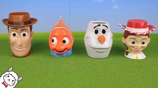 Toy Story Finding Nemo Frozen Olaf おもちゃ フェイスマグカップとビーズ Surprise Eggs Toys Disney Pixer [upl. by Eurd]