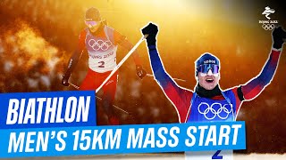 Biathlon  Mens 15km Mass Start  Full Replay  Beijing2022 [upl. by Ydnir]