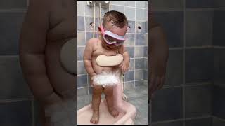 16monthold baby turns from cute to domineering A cute baby takes a bath A baby who loves tak [upl. by Anabella323]